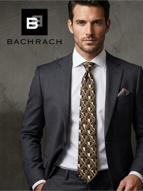 Handsome Retro Tie in a brilliant Autumn palate- only by BACHRACH
